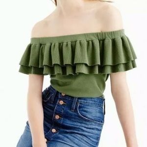 J Crew off-the-shoulder ruffle sweater shirt